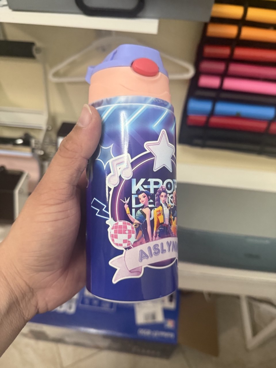 Aluminum Children's Bottle of 500ml - White color with colored lid