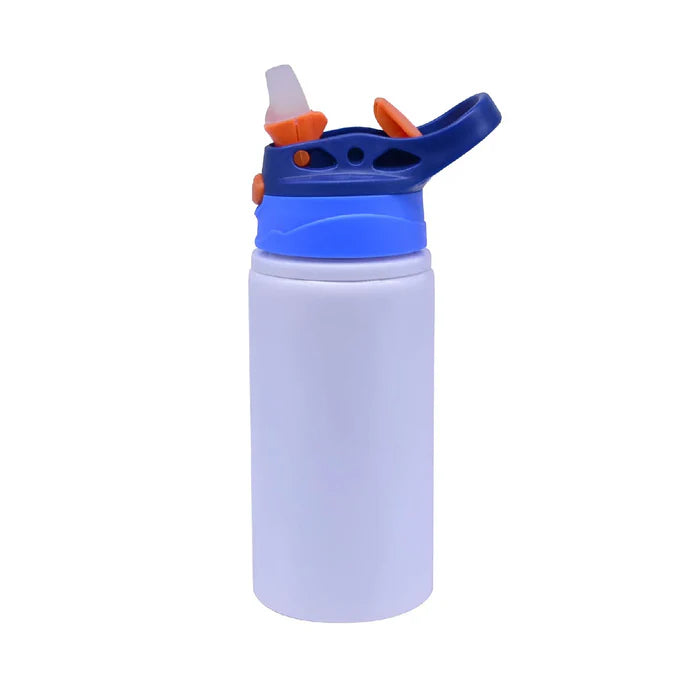 Aluminum Children's Bottle of 500ml - White color with colored lid