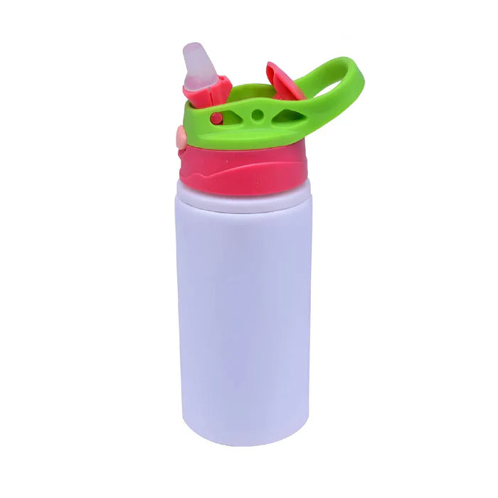 Aluminum Children's Bottle of 500ml - White color with colored lid