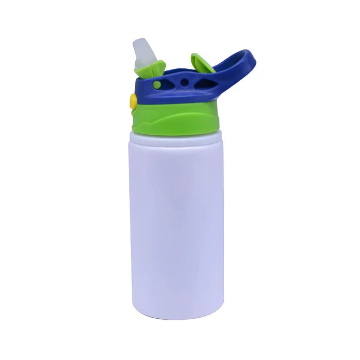 Aluminum Children's Bottle of 500ml - White color with colored lid