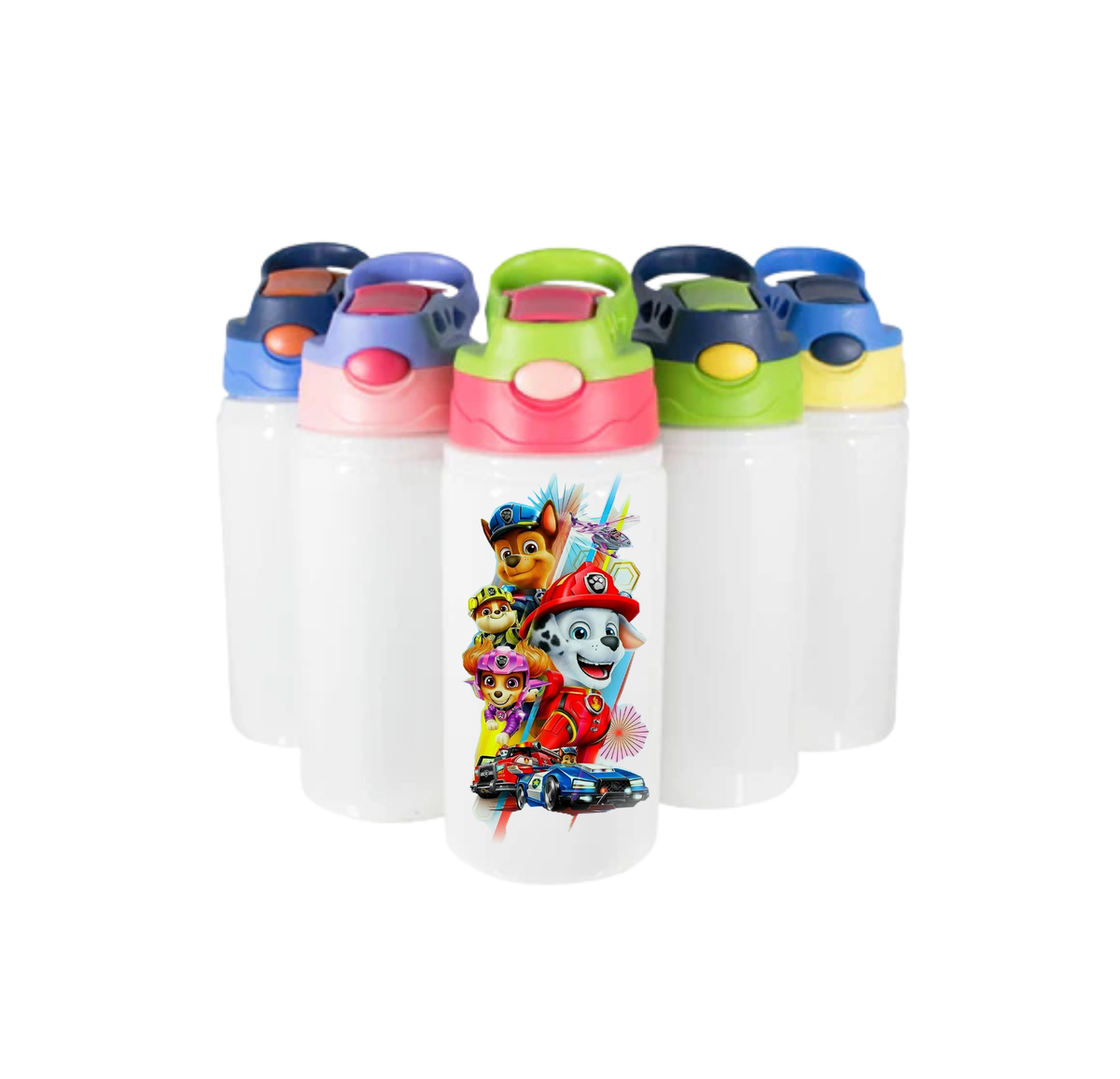 Aluminum Children's Bottle of 500ml - White color with colored lid